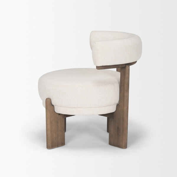 Souvik Dark Brown Wood w/ Oatmeal Fabric Accent Chair