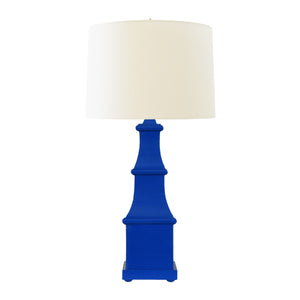 HANDPAINTED TIERED TOLE TABLE LAMP IN ROYAL BLUE