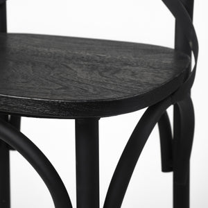 Etienne 26.25" Seat Height Black Wood Seat Black Metal Base Stool