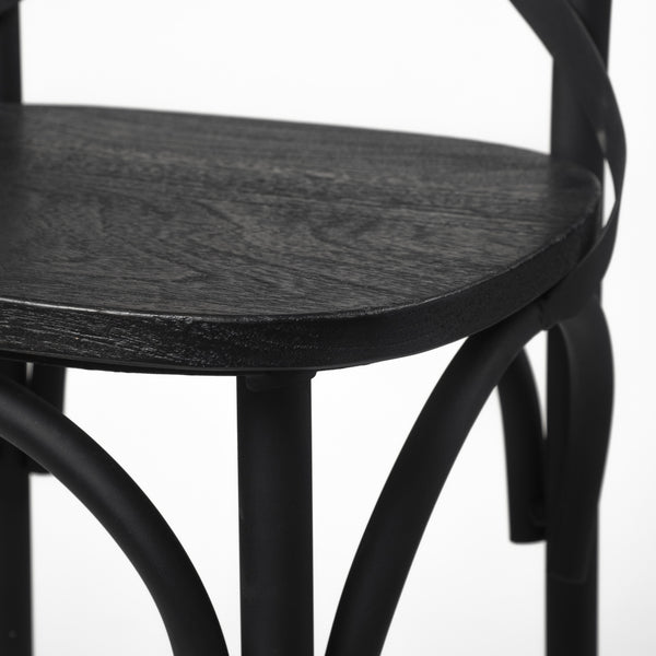 Etienne 26.25" Seat Height Black Wood Seat Black Metal Base Stool