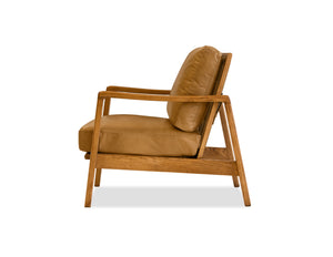 CRAFTSMAN Occasional Chair in Natural ash wood frame/tan leather