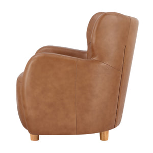 Tiffany KD Top Grain Leather Accent Arm Chair, Garrett Caramel