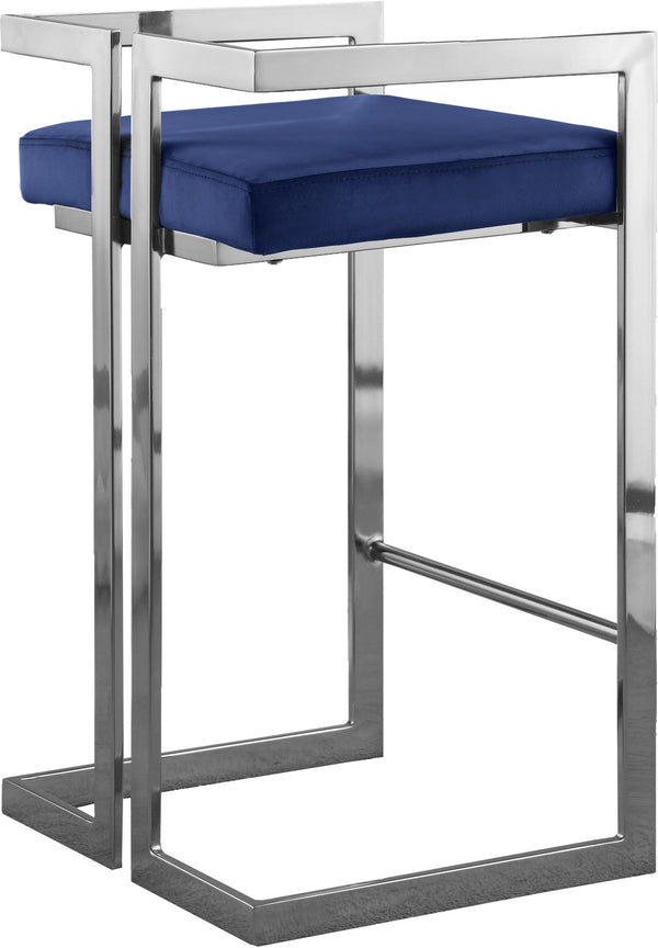 Winifred Stool In Navy Velvet and Chrome