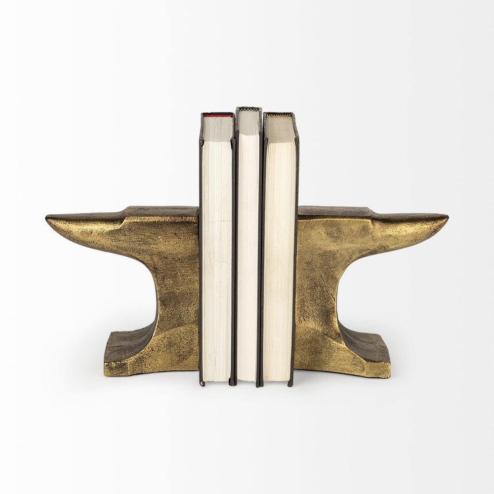 Anvilia (Set of 2) 12L x 3W Gold Anvil Shaped Bookends