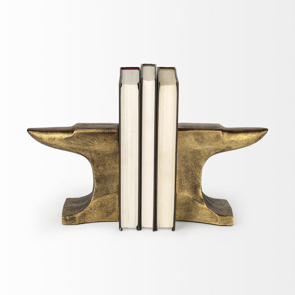 Anvilia (Set of 2) 12L x 3W Gold Anvil Shaped Bookends