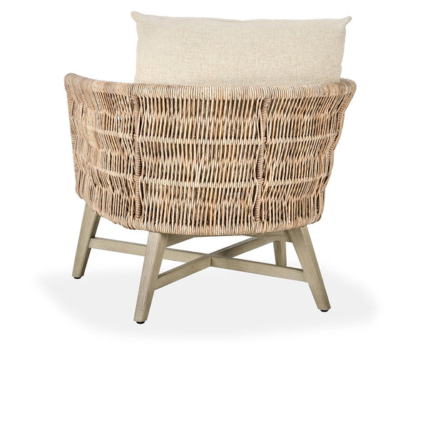 Collins Outdoor Accent Chair in Mango Wood and Olefin Fabric