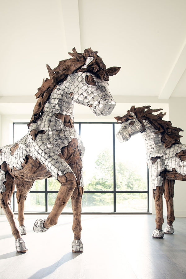 Mustang Horse Armored Sculpture, Standing
