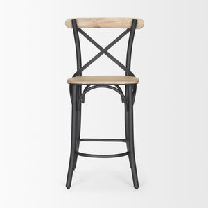 Etienne Light Brown Wood w/ Iron Metal Counter Stool