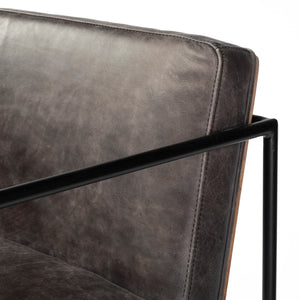 Stamford 36" Total Height Black Leather Seat w/ Wood Back, Metal Frame Counter Stool