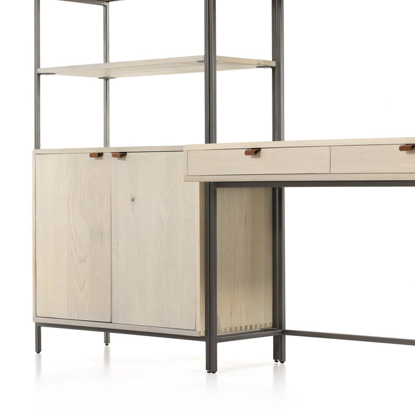 Trey Modular Wall Desk W/ 1 Bookcase - Dove Poplar