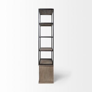 Braxton II Light Brown Wood and Iron Three Shelf Shelving Unit 41.5L x 18.5W x 9