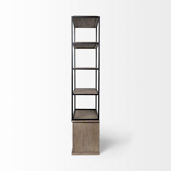 Braxton II Light Brown Wood and Iron Three Shelf Shelving Unit 41.5L x 18.5W x 9