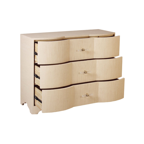 THREE DRAWER CHEST IN NATURAL GRASSCLOTH