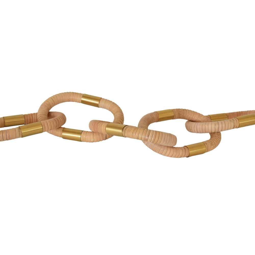 OVAL NATURAL RATTAN DECORATIVE CHAIN WITH BRASS DETAIL