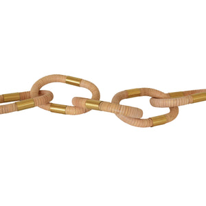 OVAL NATURAL RATTAN DECORATIVE CHAIN WITH BRASS DETAIL