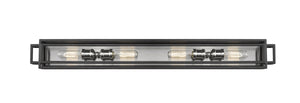 Titania 4 Light Vanity in Black + Brushed Nickel Finish