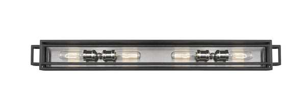 Titania 4 Light Vanity in Black + Brushed Nickel Finish