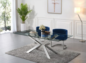 Donna Dining Chair In Navy Velvet and Chrome