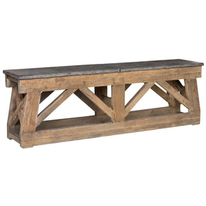Marbella Console Table with Blue Stone Top, Reclaimed Pine