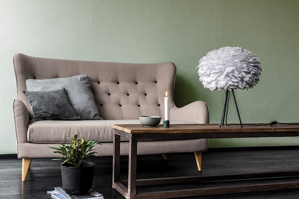 Eos 26" H Table Lamp in Grey with Black Base