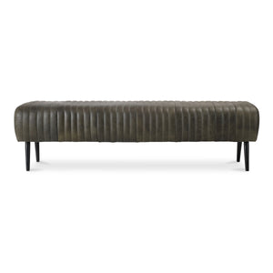 Moe's Endora Bench in Charred Olive Leather