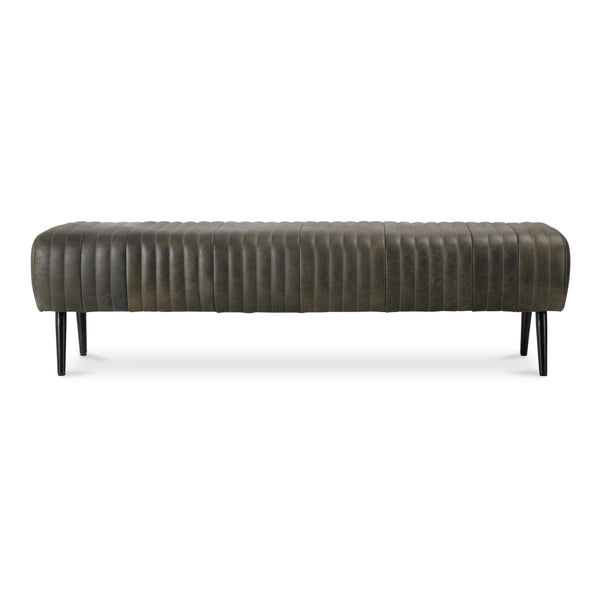 Moe's Endora Bench in Charred Olive Leather