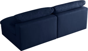 Carmen Cloud Modular Armless Sofa In Navy Linen Fabric