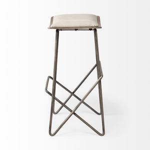 Katniss 26" Total Height Cream Fabric Seat Gold Metal Frame Counter Stool
