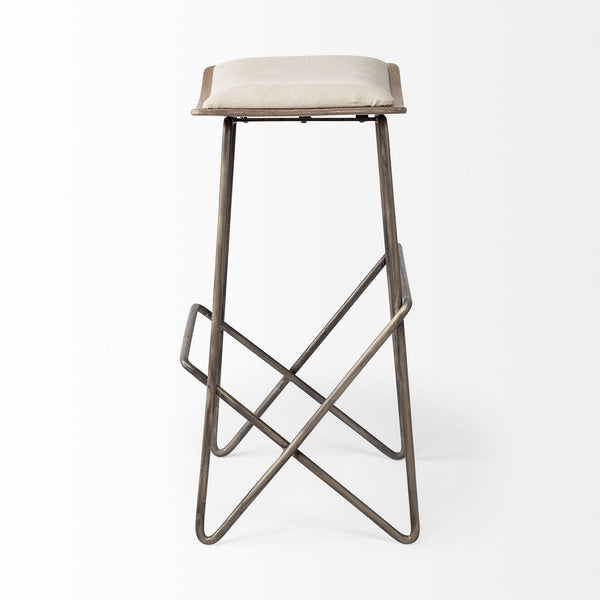 Katniss 26" Total Height Cream Fabric Seat Gold Metal Frame Counter Stool