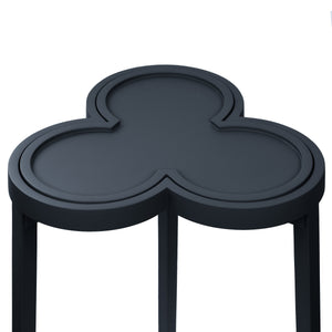 CLOVER CIGAR TABLE WITH REVERSIBLE LACQUER AND NATURAL GRASSCLOTH TOP IN MATTE NAVY LACQUER