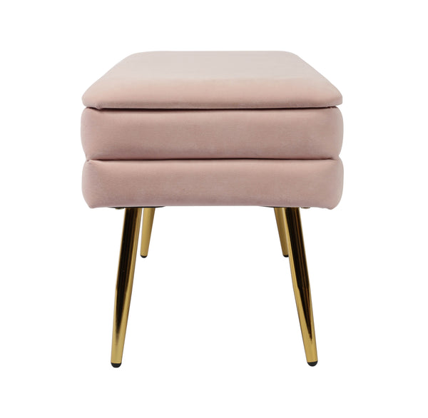 Ziva Blush Velvet Storage Bench