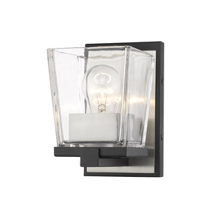 Bleeker Street 1 Light Wall Sconce in Matte Black + Brushed Nickel Finish