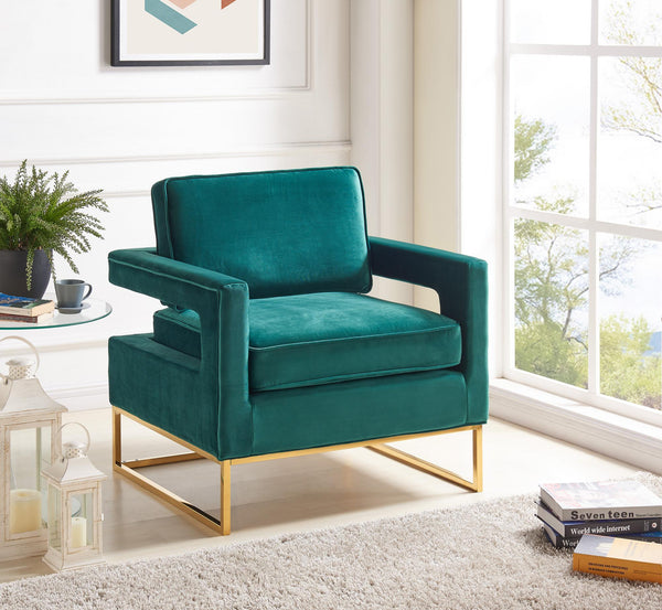 Alfonso Accent Chair In Green Velvet
