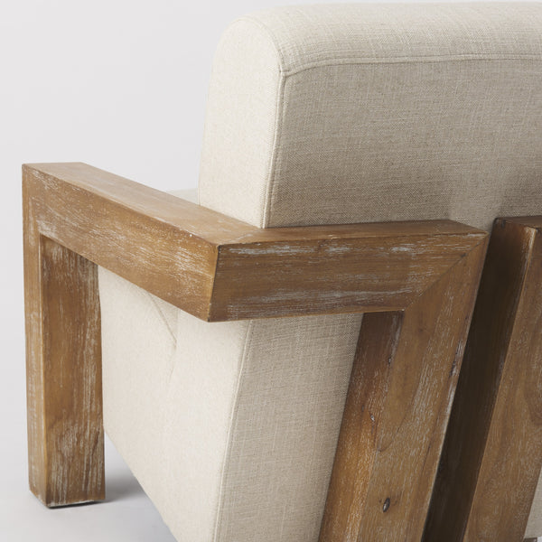 Sovereign Beige Fabric Seat and Wood Frame Accent Chair