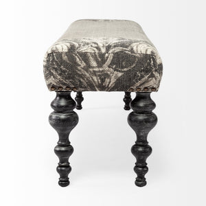 Alhambra 55L x 14W Upholstered Gray Seat W/Black Wood Legs Accent Bench