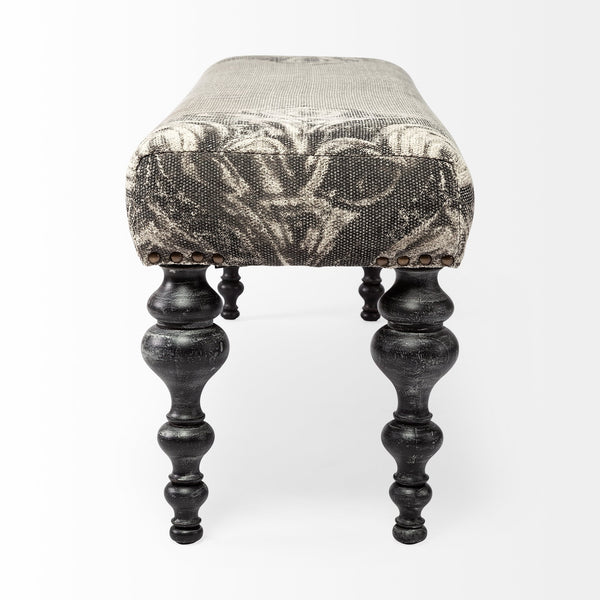 Alhambra 55L x 14W Upholstered Gray Seat W/Black Wood Legs Accent Bench
