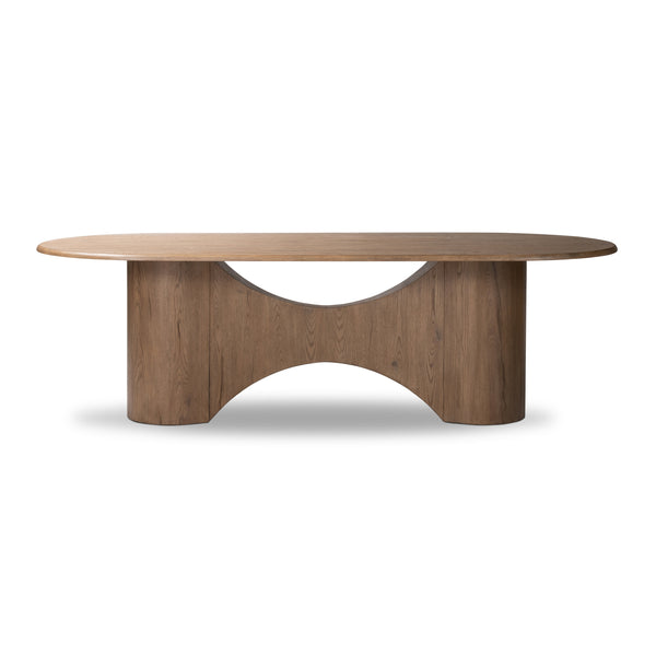 Olexey Oval Dining Table in Rubbed Light