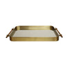 ANTIQUE BRASS FRAME TRAY W INSET MIRROR