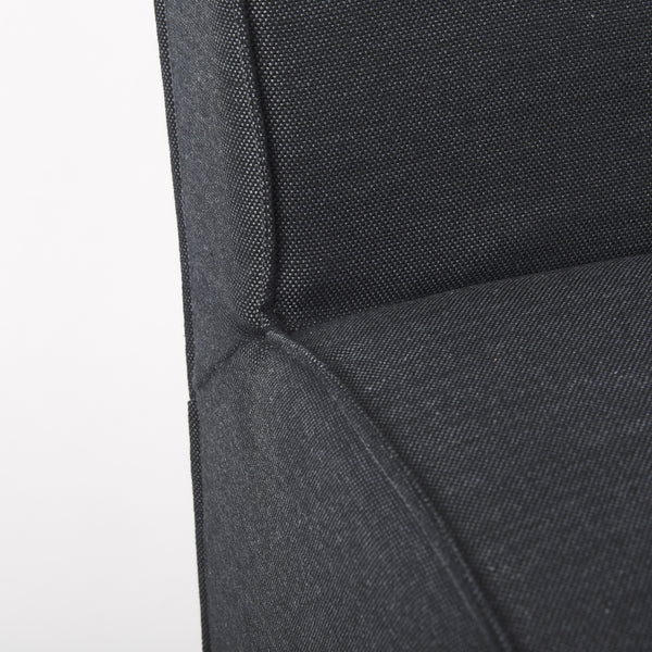 Damon Fully Upholstered Grey Fabric Dining Chair on Casters