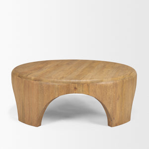 Shima Round Light Brown Wood W/Arched Legs Coffee Table