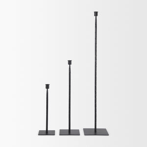 Porter 4.5L x 4.5W x 12.0H Small Black Iron Candle Holder