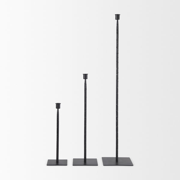 Porter 4.5L x 4.5W x 12.0H Small Black Iron Candle Holder