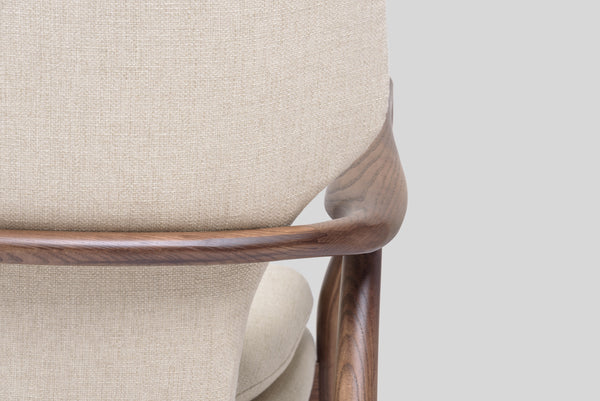 INGRID Occasional Chair in oatmeal tweed ash stained in light