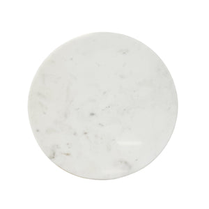 HAMMERED BRASS SIDE TABLE WITH TAPERED BASE AND ROUND WHITE MARBLE TOP