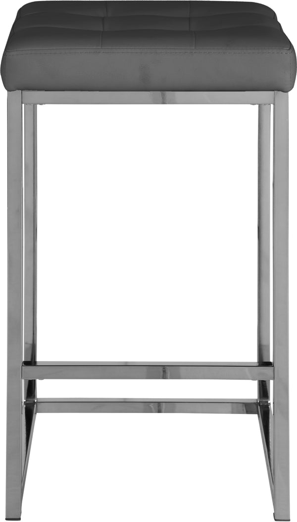 Pearl Stool In Grey Faux Leather and Chrome