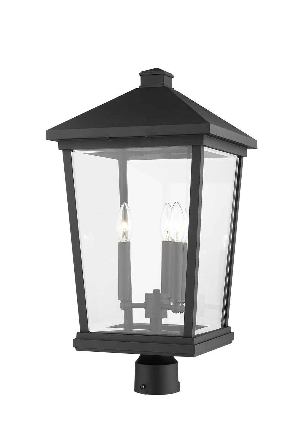 Beacon 3 Light Outdoor Post Mount Fixture in Black Finish