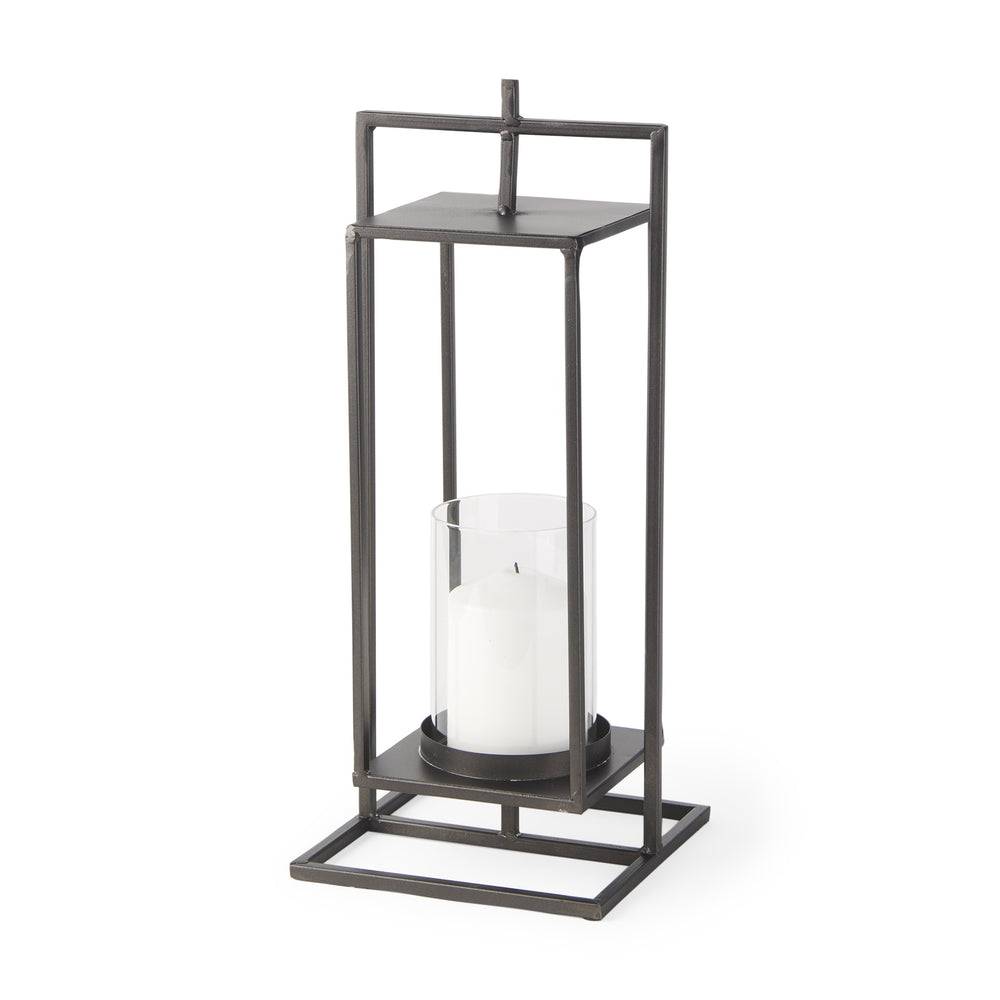 Albus II Small Black Metal Rectangular Table Candle Holder
