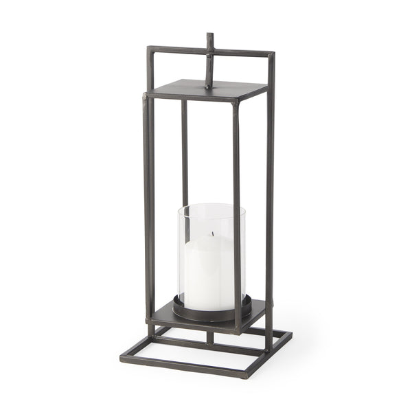Albus II Small Black Metal Rectangular Table Candle Holder