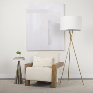 Sovereign Beige Fabric Seat and Wood Frame Accent Chair