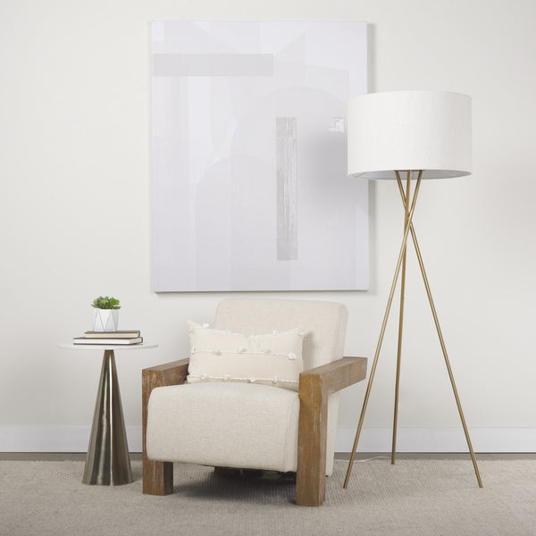 Sovereign Beige Fabric Seat and Wood Frame Accent Chair